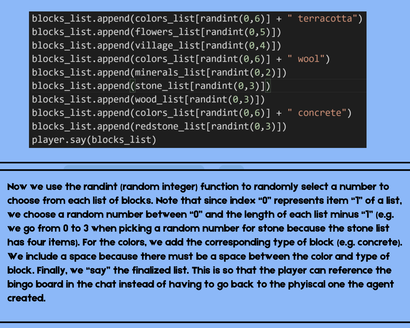 Minecraft Makecode Mods: Bingo Game